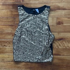 H&M Divided Gold Sequin Crop Top